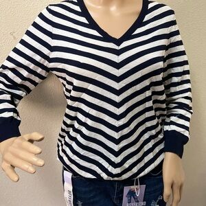 Women Black and White Stripped long sleeved Shirt The Limited Size L